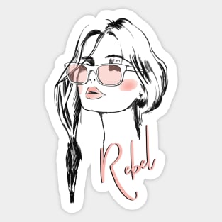 Eyelashes Eyeglasses Rebel Lips & Lipstick T-Shirt Print Sticker